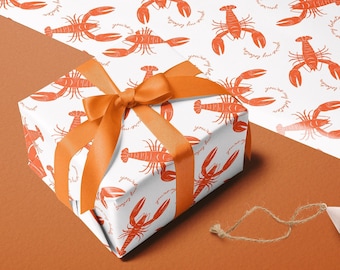 Rouleaux de papier cadeau imprimé homard | Thème océan drôle