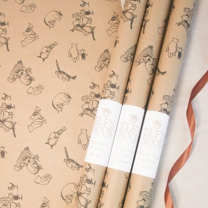 Pooh&friends Eco Gift Wrapping Paper Rolls Classic Winnie-the-pooh  Illustration Recycle Papers for Holiday and Kids Birthday Gift Wraps 