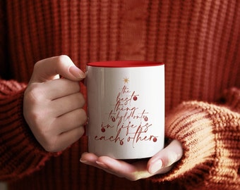 Christmas Tree Lettering Red Mug 11oz | Hand-drawn Illustration Christmas Quote Gift Mug | 2022 Winter Mug Collection