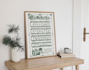 The First Noel Printable Vintage Sheet Music | Christmas Hymn Carol Sheet Music Collection for Song Practice, Holiday Decor - Vintage Green