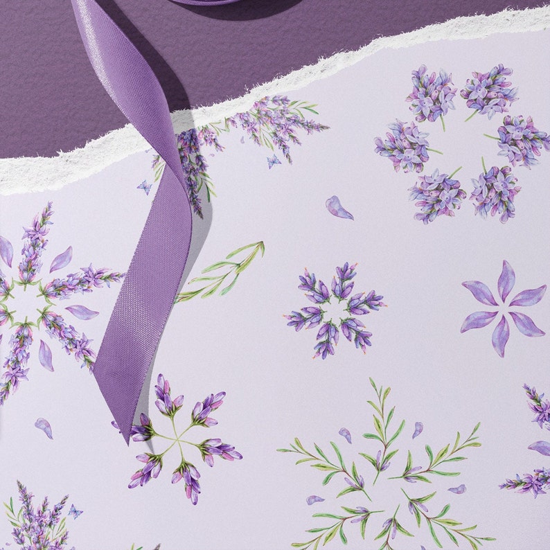 Lavender Purple Christmas Gift Wrapping Paper Rolls Botanic Etsy