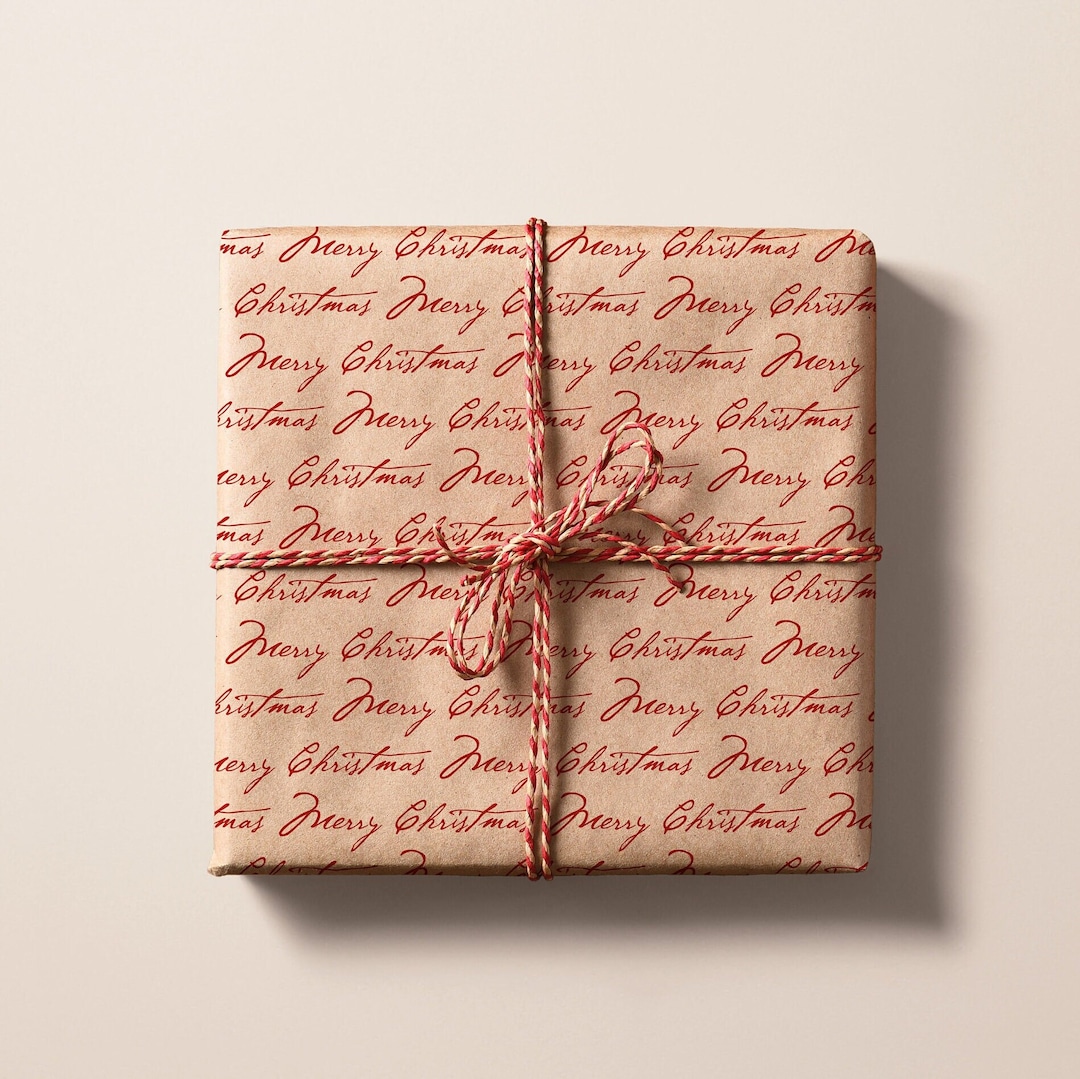 Rust Merry Christmas Pattern Wrapping Paper Sheets Each Sheet