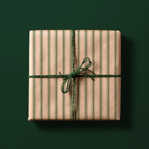 Carta da regalo ecologica a strisce rustiche Carta da regalo verde / riciclata e sostenibile per decorazioni natalizie in stile fattoria vintage