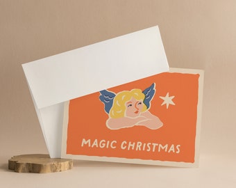 Angel Christmas Greeting Cards With Envelopes | Magic Christmas Premium Vintage Holiday Card Pack | Magic Christmas Collection