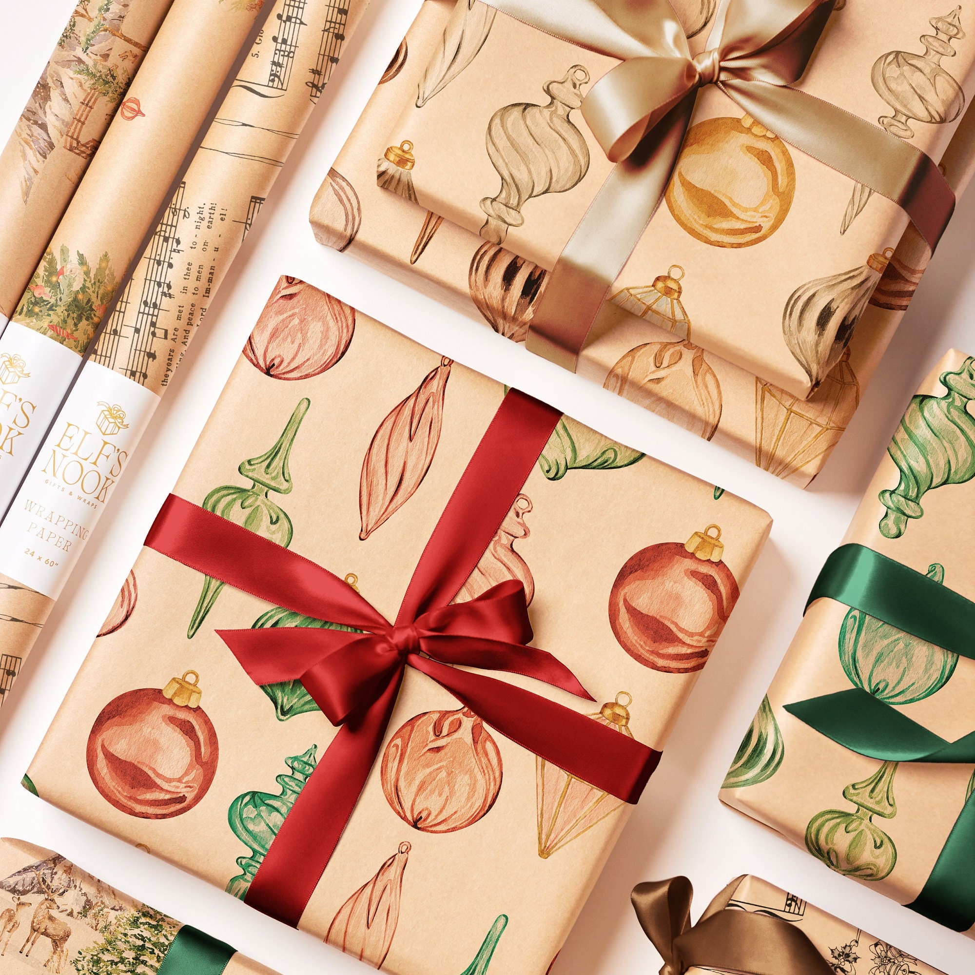 Neutral Rustic Christmas Gift Wrapping Paper, Christmas Wrapping Paper,  Christmas Gift Wrap, Neutral Wrapping Paper, Rustic Wrapping Paper 