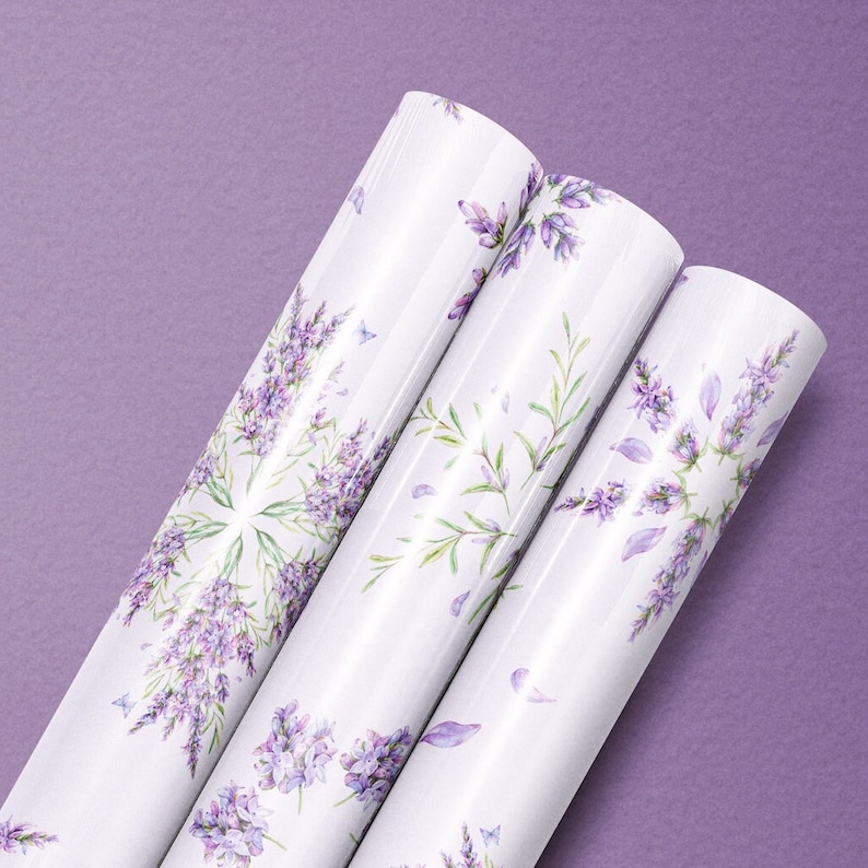 Lavender Purple Christmas Gift Wrapping Paper Rolls Botanic Etsy