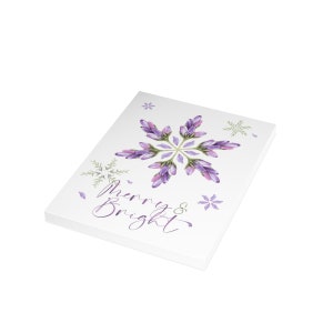 Lavender Snowflake Blossom Greeting Cards With Envelopes Merry & Bright Flower Purple Christmas Holiday Card Pack, Set Of 5, 10, 25, 50 image 7