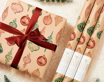 Vintage Ornament Christmas Wrapping Paper: Eco-Friendly Recycled Gift Wrap