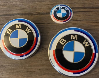 BMW Heritage Emblem Kit- 82mm Hood 74mm Trunk and 45mm Steering Wheel - OEM Quality Canadian Shipper