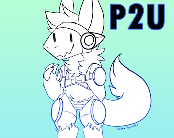 Protogen Base - P2U Cute Furry Fursona OC Lineart