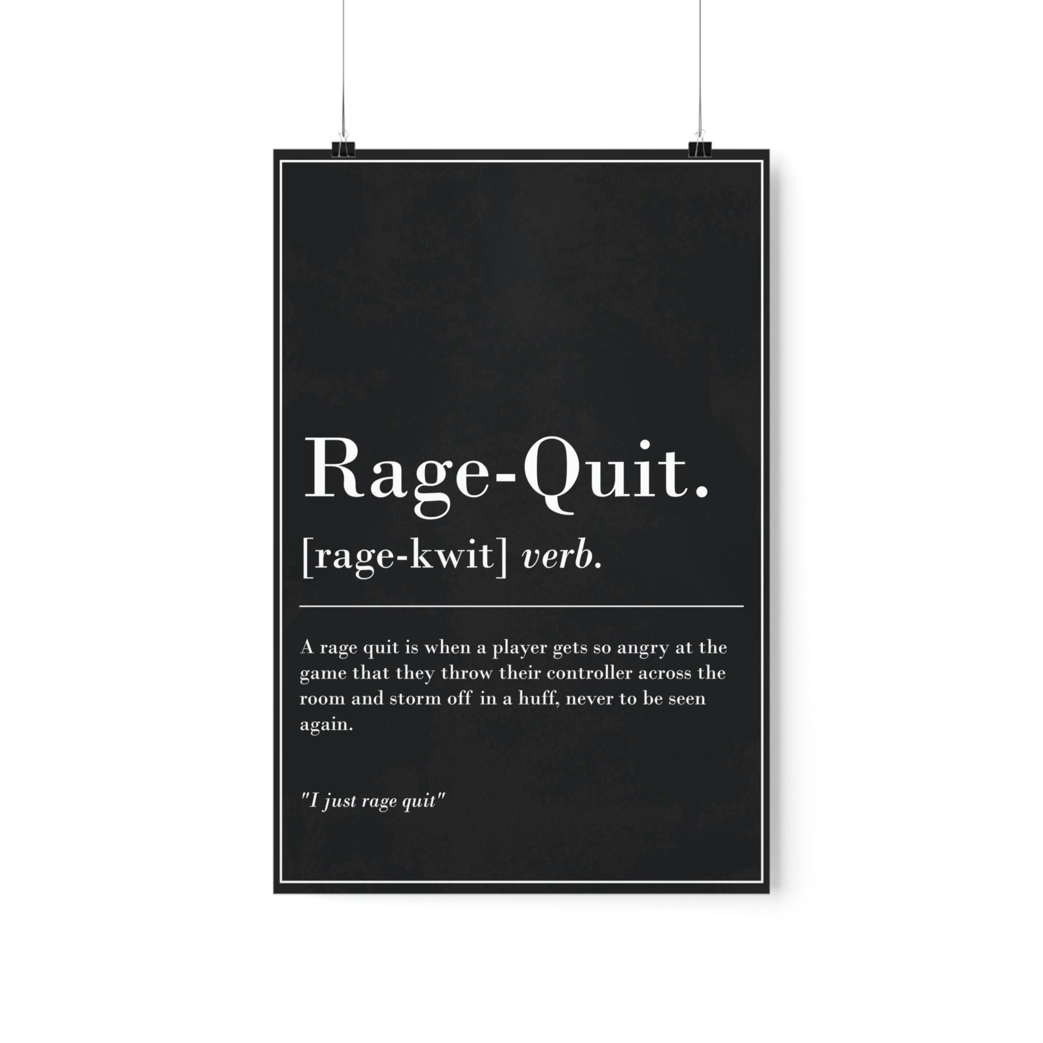 Rage Quit Definition Gaming Prints Gamer Gifts for Games Room 