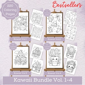 Kawaii Coloring Pages Bundle 225 Pages Bestsellers Cute Coloring Pages For Kids and Adults Digital Download