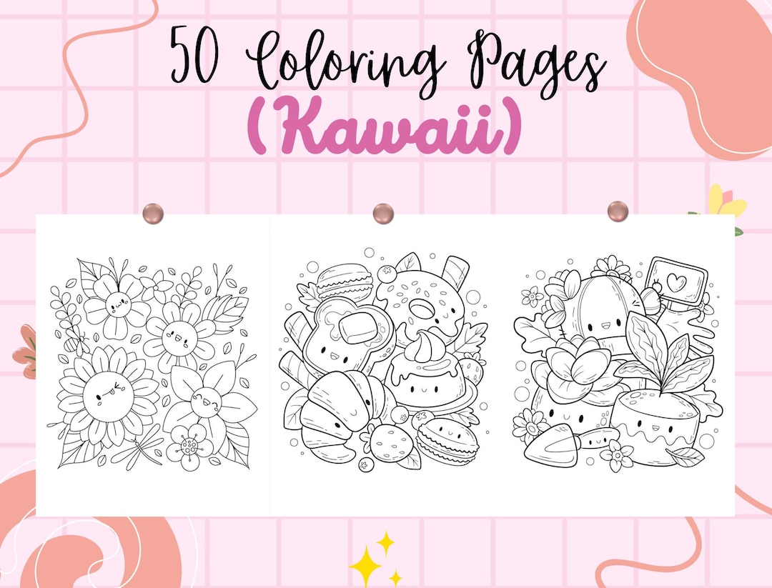 Kawaii Coloring Pages 50 Pages Cute Coloring Pages for - Etsy