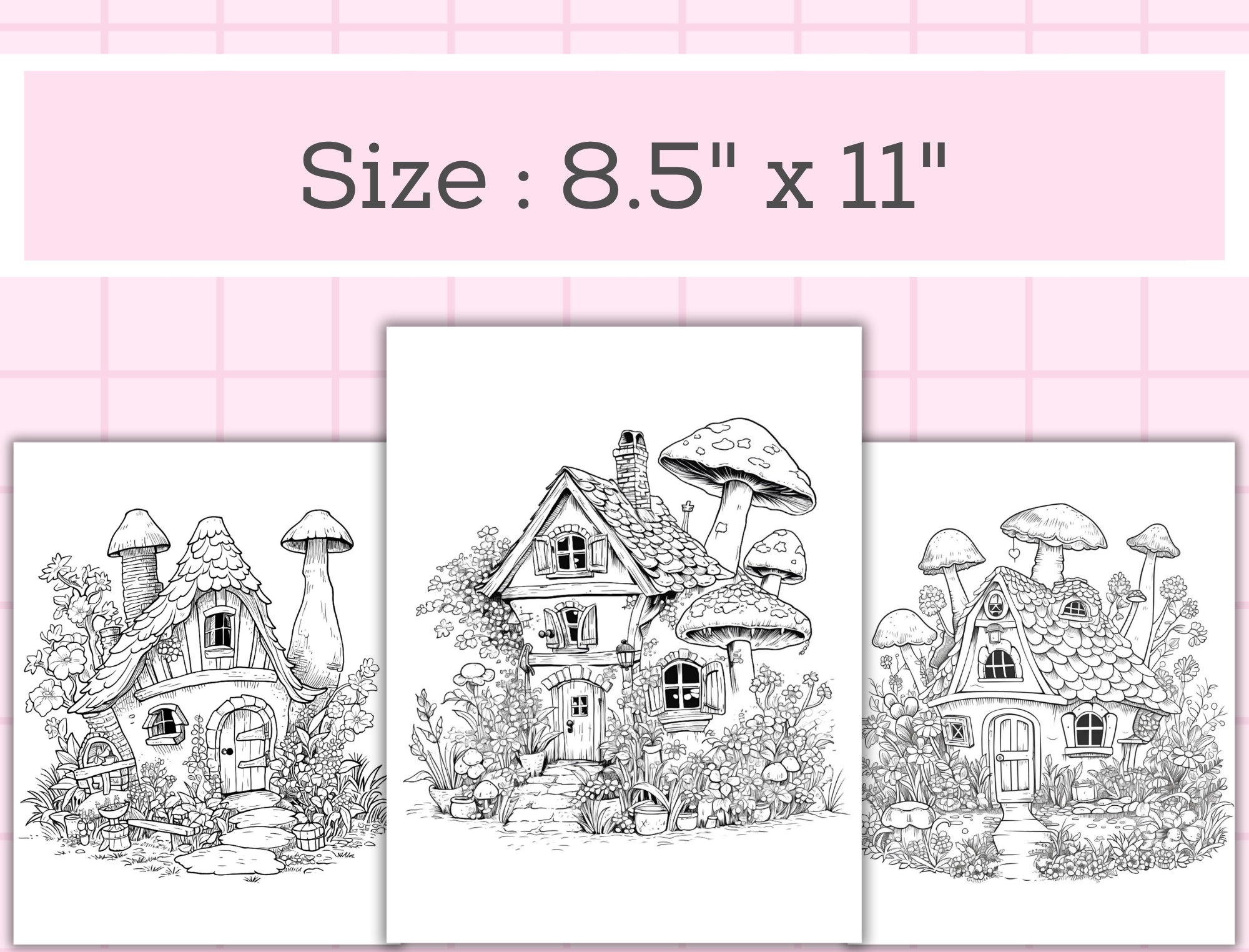 Fairy Houses Coloring Pages 45 Pages Cute Fairy Houses - Etsy