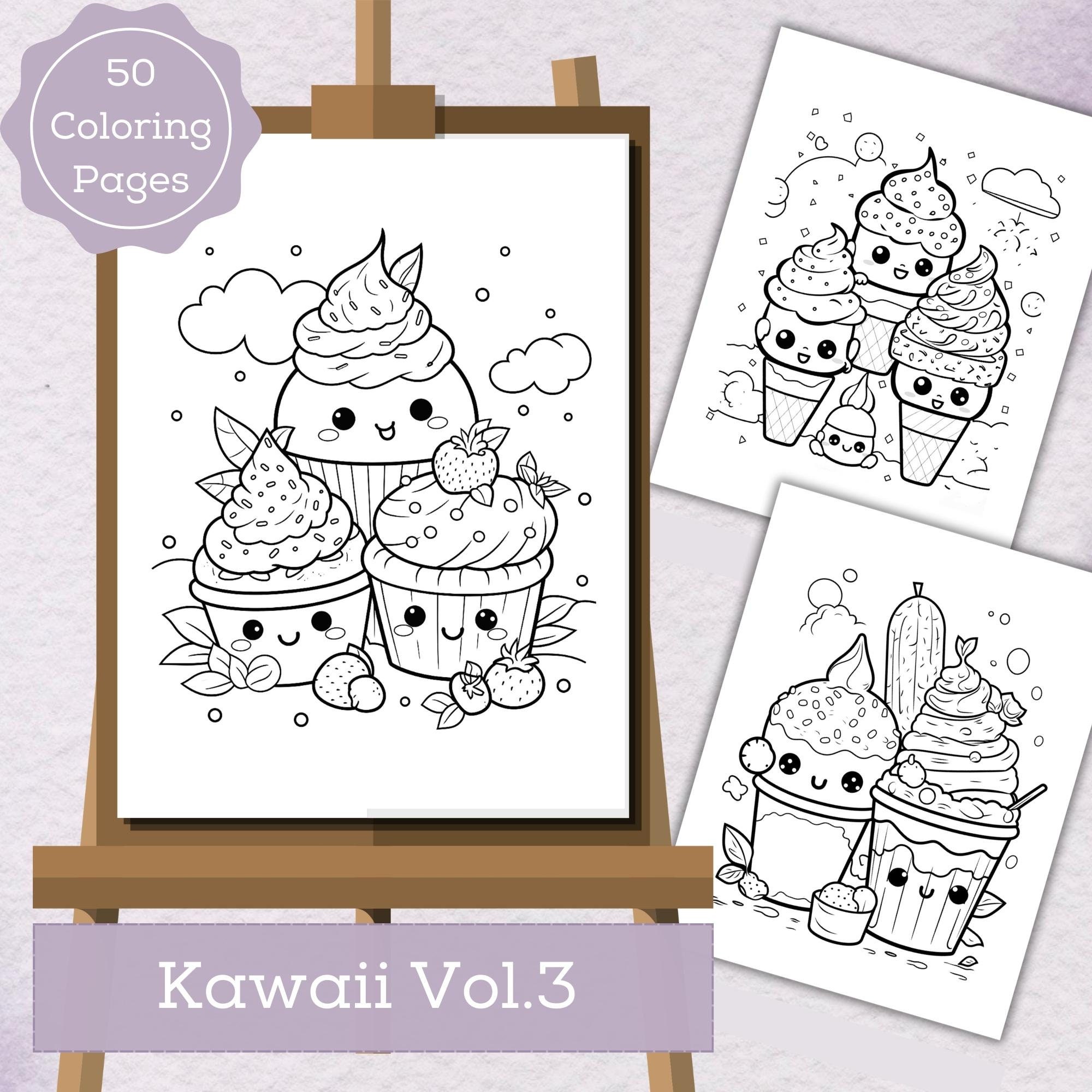 PRINTABLE Cute kawaii Coloring Page, Hand-Drawn Coloring Sheet, cute  Doodles Coloring Page, Kids Coloring Page, Adult Coloring