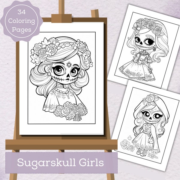 Chibi Malvorlagen Niedliche Chibi Sugarskull Malseiten für Kinder und Erwachsene Digitaler Download