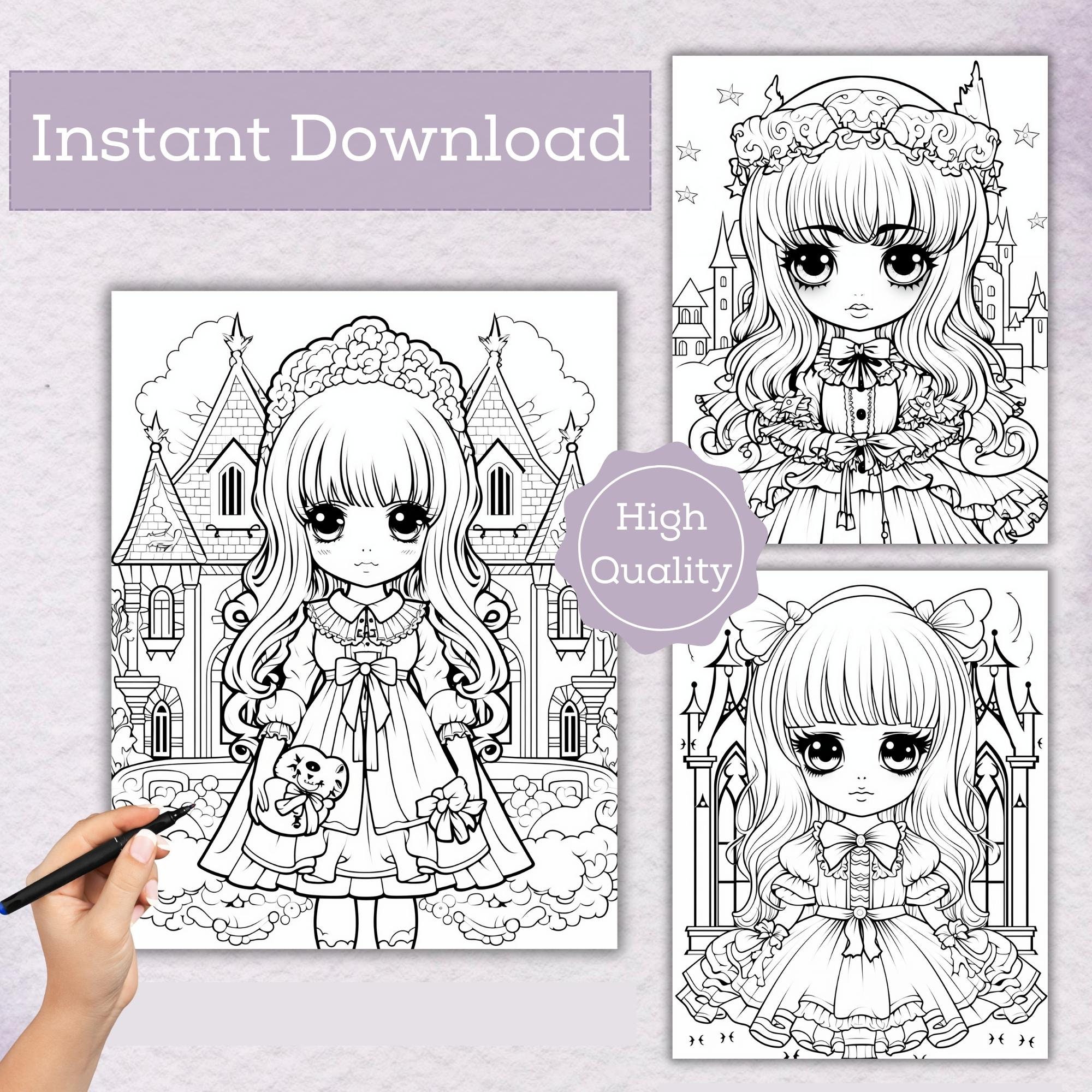 Gothic Girls Coloring Pages 50 Pages Cute Gothic Girls Cute Coloring ...