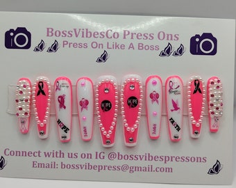 Breast cancer awareness press-ons