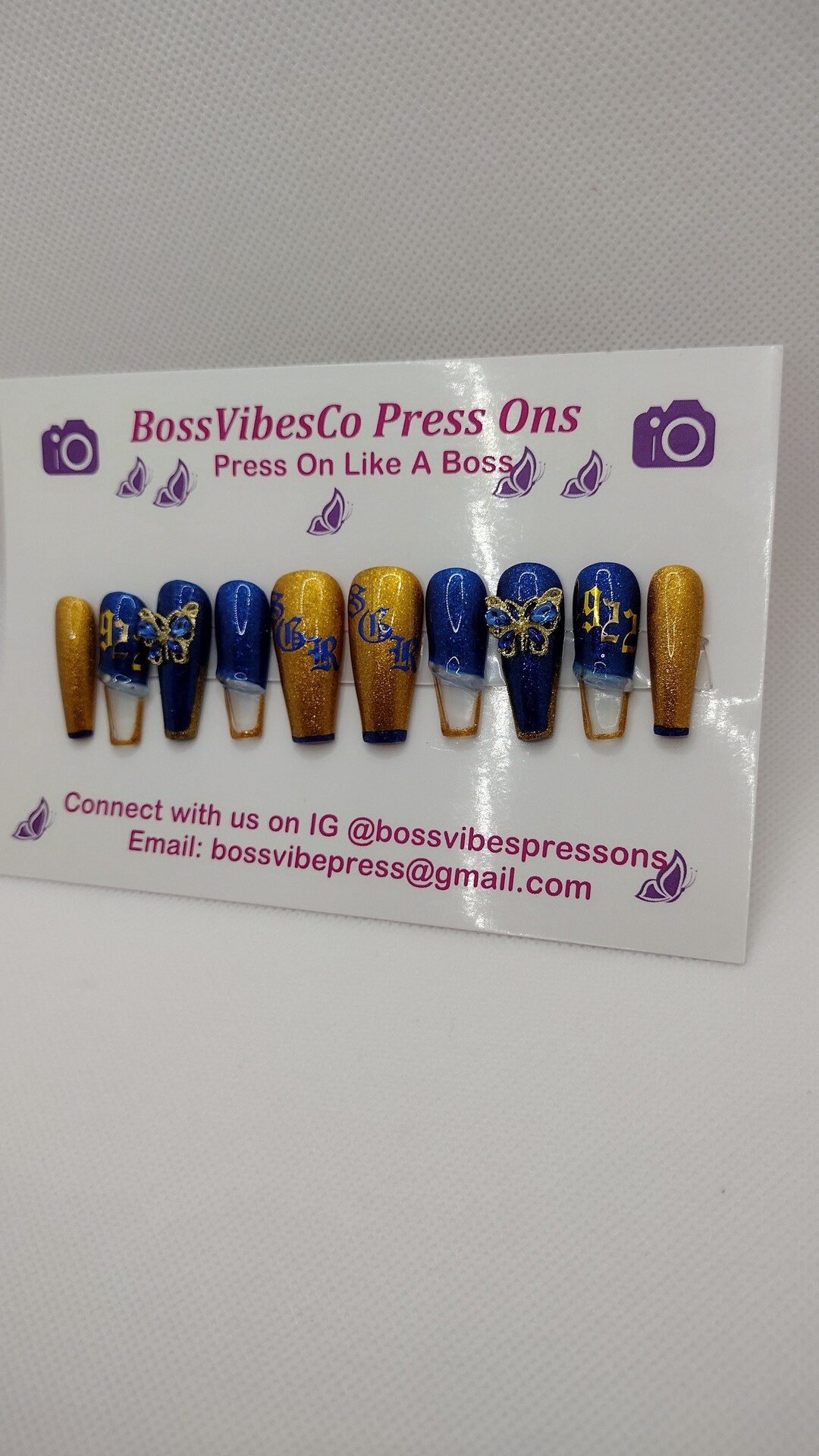 Sigma Gamma Rho Press Ons ( Calligraphy Blue Thumb Letter) - Etsy