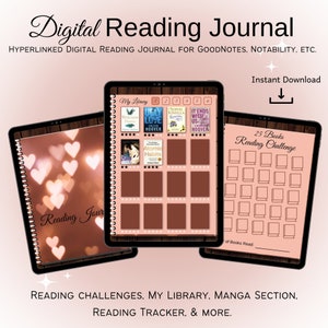 Digital Manga reading Journal, Reading Tracker, Reading Log, Book Review Journal, Digital Book Journal, Reading Challenge, Reading List,