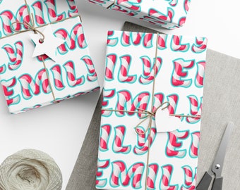 Papel de embrulho personalizado, papel de embrulho de Natal personalizado, papel de embrulho com nome, rolo de papel de embrulho de Natal, papel de embrulho