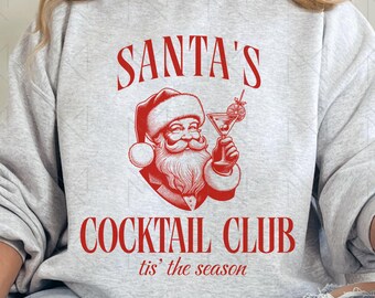 Club de cócteles de Santa Claus PNG, Navidad retro PNG, Divertido Martini espresso navideño PNG Cóctel Cosmo PNG, Brewdolph navideño PNG, Papá Noel retro