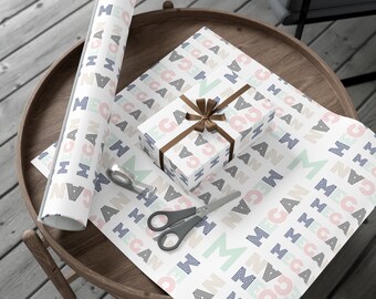 Nombre personalizado Papel de regalo personalizado Papel de regalo de cumpleaños de vacaciones personalizable Nombre personalizado Su nombre aquí Tema retro Envoltura personalizada