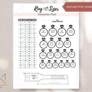 Printable Ring Sizer Accurate Ring Size Finder Measuring Tool International  Ring Size Chart Measure Finger Instant Download -  Israel