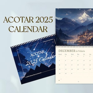 Calendario ACOTAR 2025 / Una corte de rosas y espinas / Impresión artística de Booktok / Inspirado en Sarah J Maas / Calendario de la corte nocturna