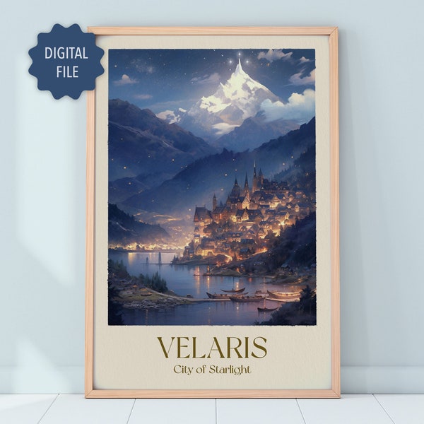 Cartel de Velaris/ACOTAR/ Cartel Boho /Descarga digital/ Corte Nocturna Imprimible /Una Corte de Espinas y Rosas Arte de pared/Sarah J Maas