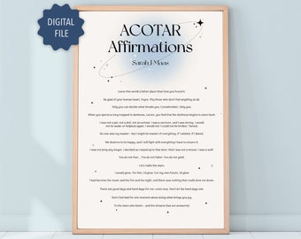 ACOTAR Affirmations Poster: Sarah J Maas Book Quotes (Digital Download)