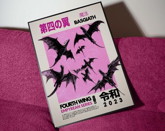 Fourth Wing Japandi Art Print: Violet Sorrengail, Xaden Riorson