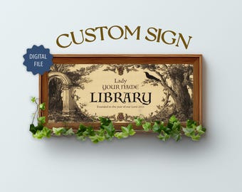 Custom Text Library Print: Personalised Book-nook Art, DIGITAL, UNFRAMED, Gothic