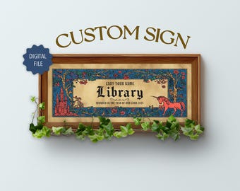 Custom Text Library Print: Personalised Book-nook Art, DIGITAL, UNFRAMED, Medieval