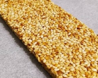 Handmade Greek Pasteli with Sesame and Honey -Energy Bars Sesame with Honey - Vegan Snack Bar 2x70gr
