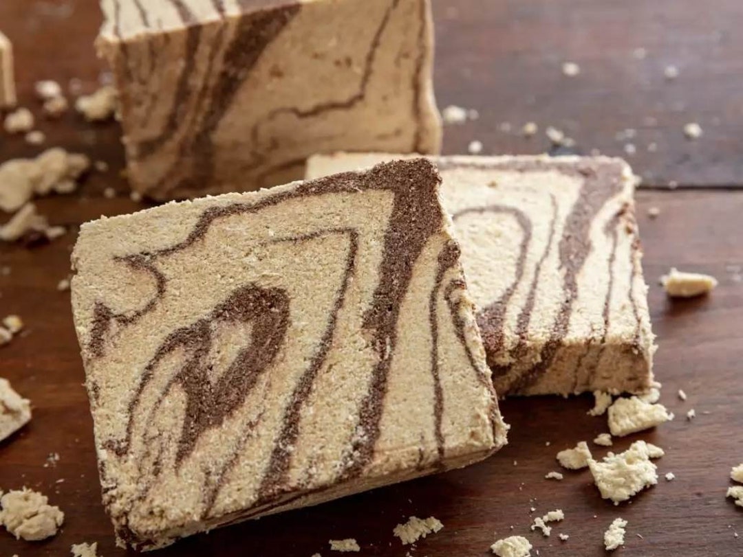 Handmade Greek Halvas With Cocoa or Almonds, Traditional Tastes