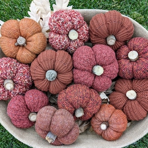 Orange Handmade Upcycled Sweater Pumpkins – Rustic Farmhouse Fall Decorations, Bowl Filler, Tabletop, Recycled, Gift
