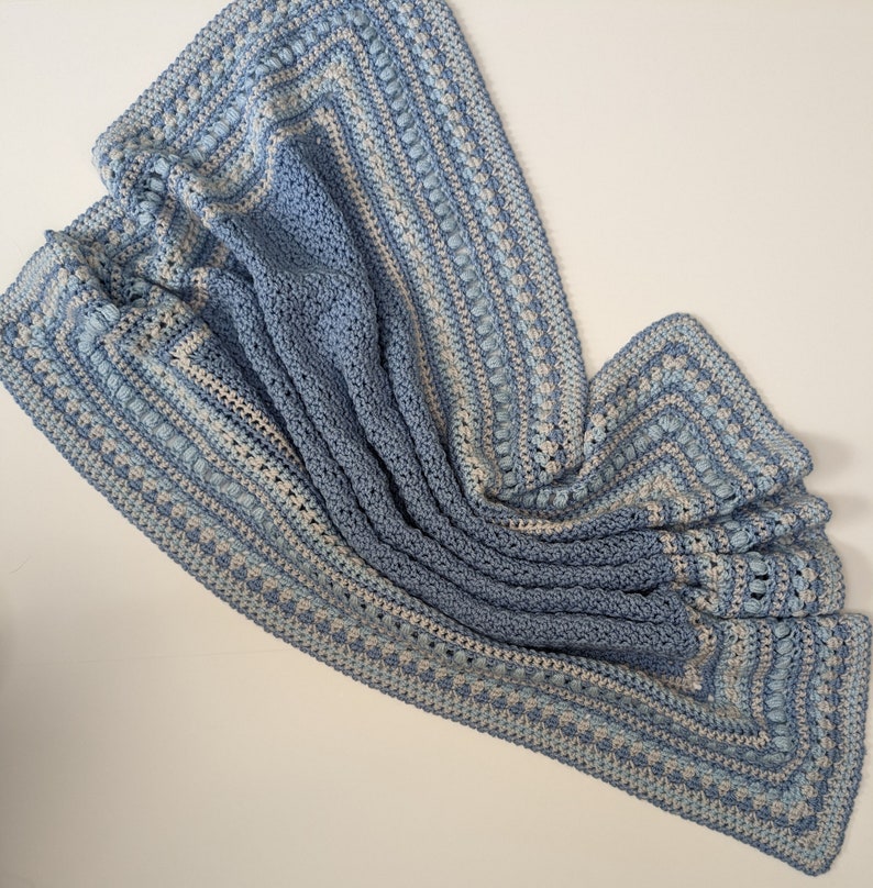 Blue Handmade Crochet Baby Boy Blanket Etsy