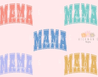 Varsity letters mama, 5 png files, purple, coral, yellow, blue, teal, digital files only