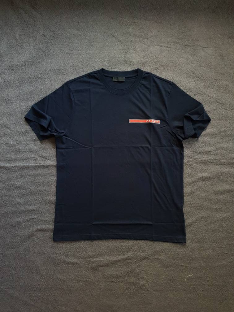 Prada Vintage Authentic Navy Blue Cotton Men's T-shirt - Etsy