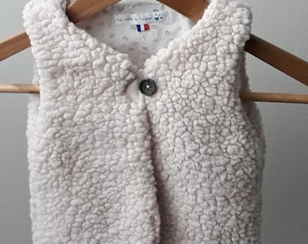 Gilet de berger en sherpa, fausse fourrure mouton, du 3 mois au 3 ans