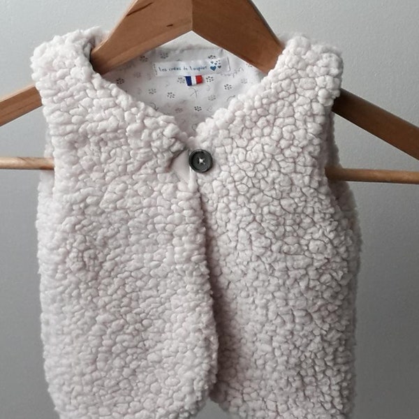 Gilet de berger en sherpa, fausse fourrure mouton, du 3 mois au 3 ans