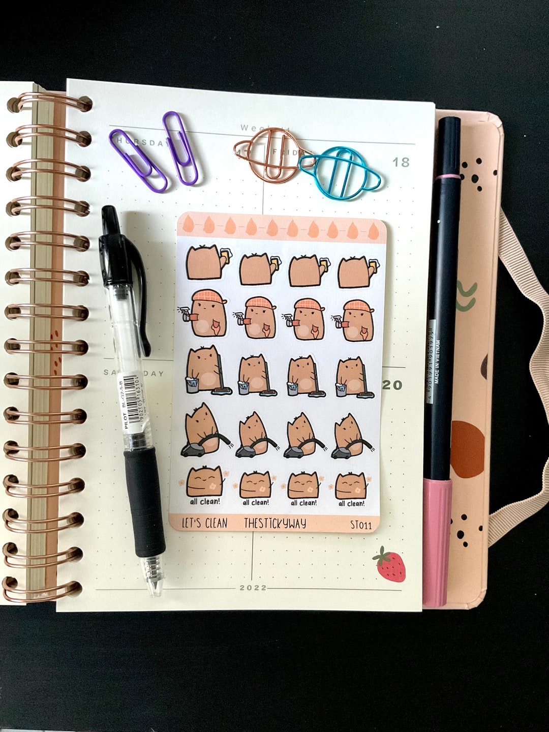 Sticker Sheet Lets Clean Stickers for Bullet Journal Etsy