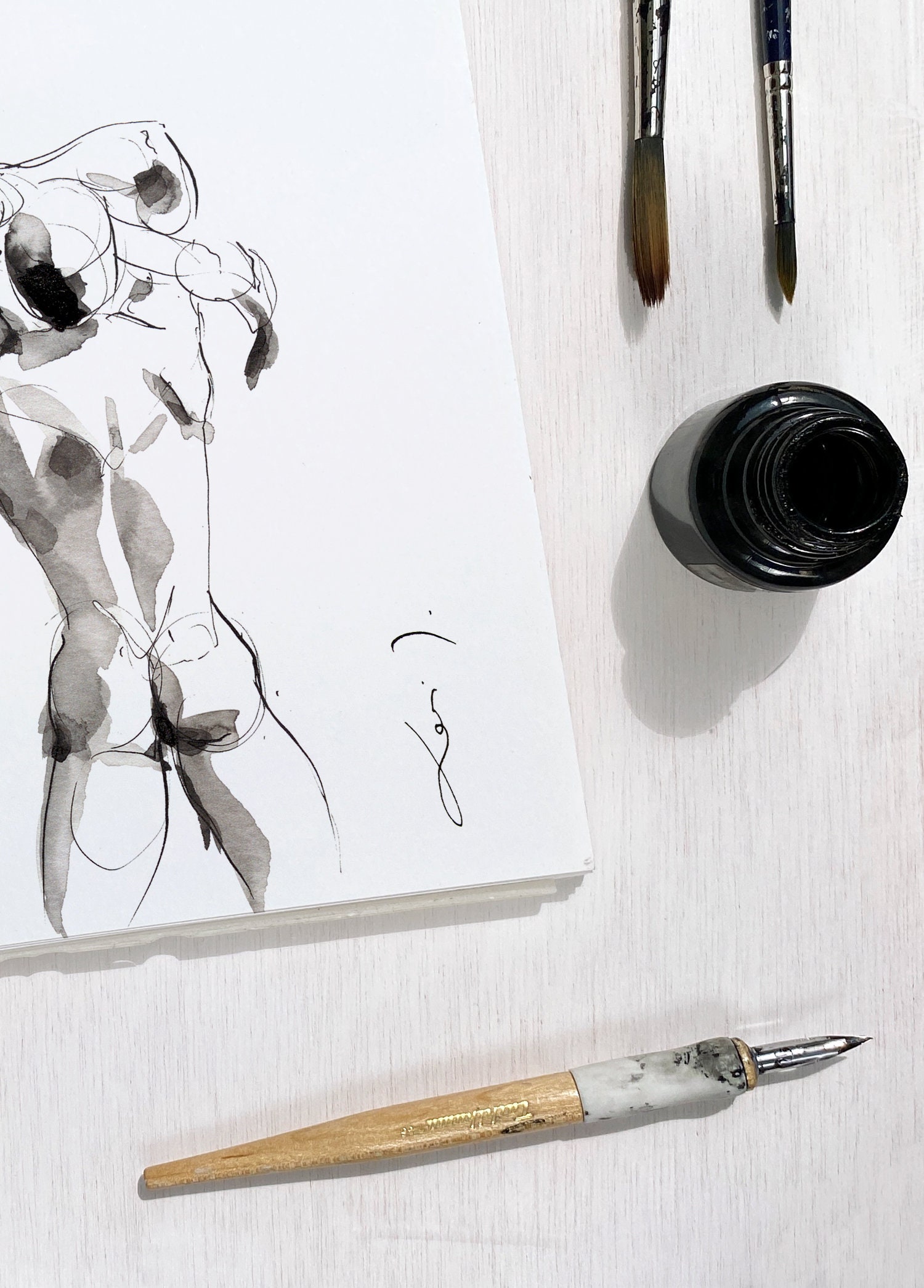 Gabriel V.1 Original Ink Drawing Naked Model - Etsy