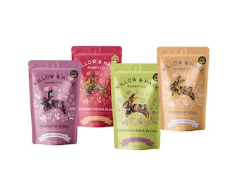 4-Pack Bunny Forage Mix Variety Pack | Rabbit Treats | Rabbit Forage Mix | Bunny Food | Bunny Treats | Guinea Pig Treats | Chinchilla