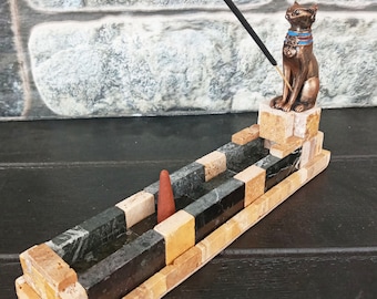 Bastet Cat Goddess Stone Incense Burner