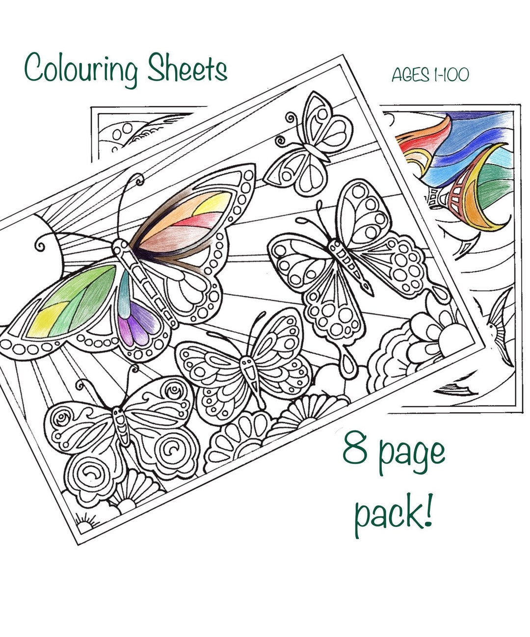 ANIMALS 8 Relaxing Colouring Pages Pack for Adults or Children Zen. - Etsy