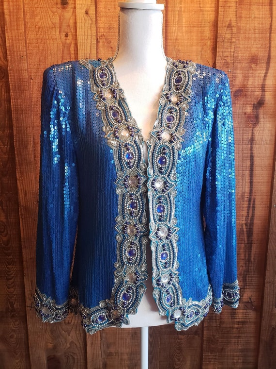 Vintage RARE Blue Sequined and Bedazzled Party Jac