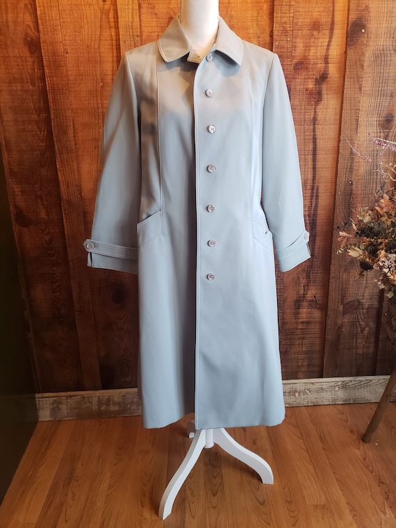 Vintage Forecaster of Boston Powder Blue Trench S… - image 1