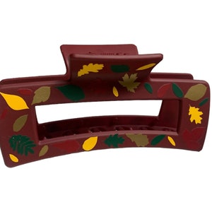 Festive Fall Leaves- Large Claw Clip Maroon with Colorful Leaves